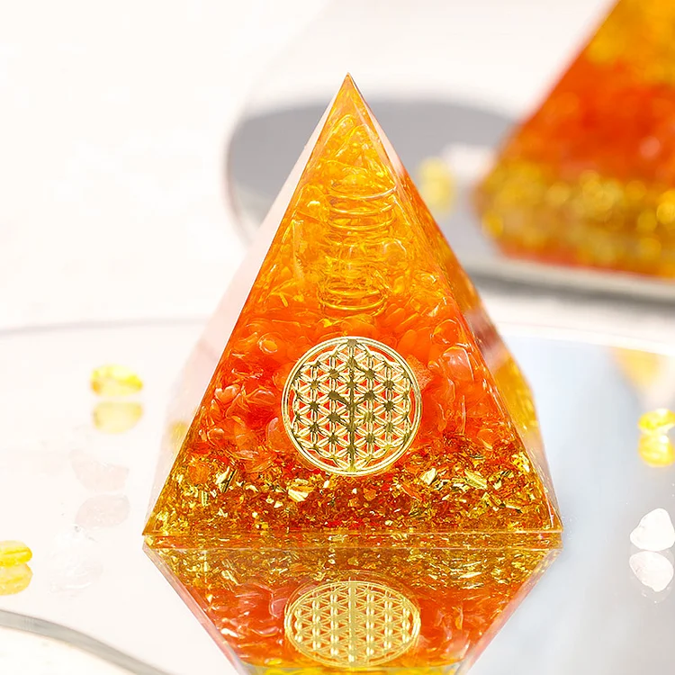 The Shining Vitality Carnelian & Citrine Orgone Pyramid