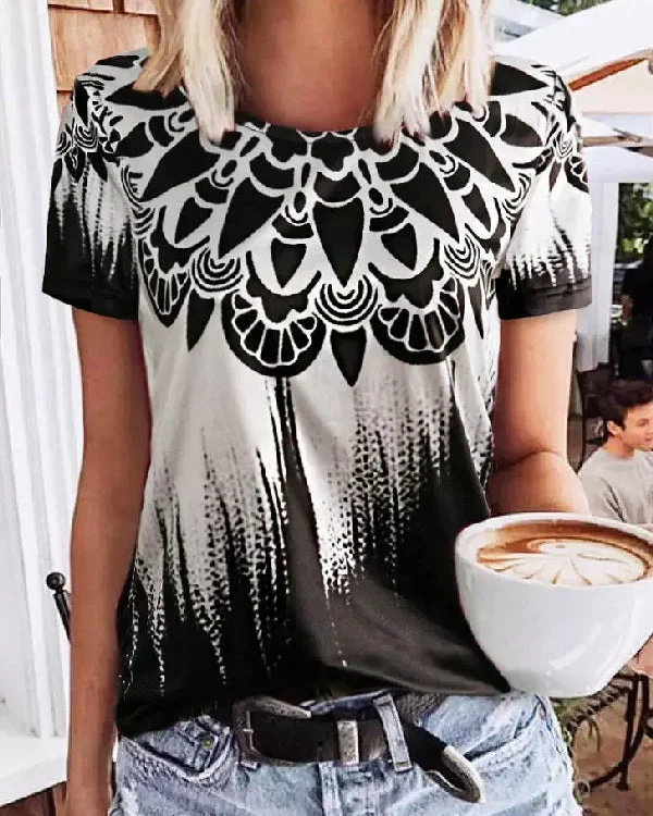 Printed Short Sleeve Top