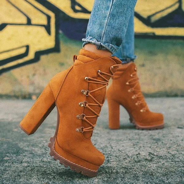Suede Chunky Heel Ankle Boots -boots