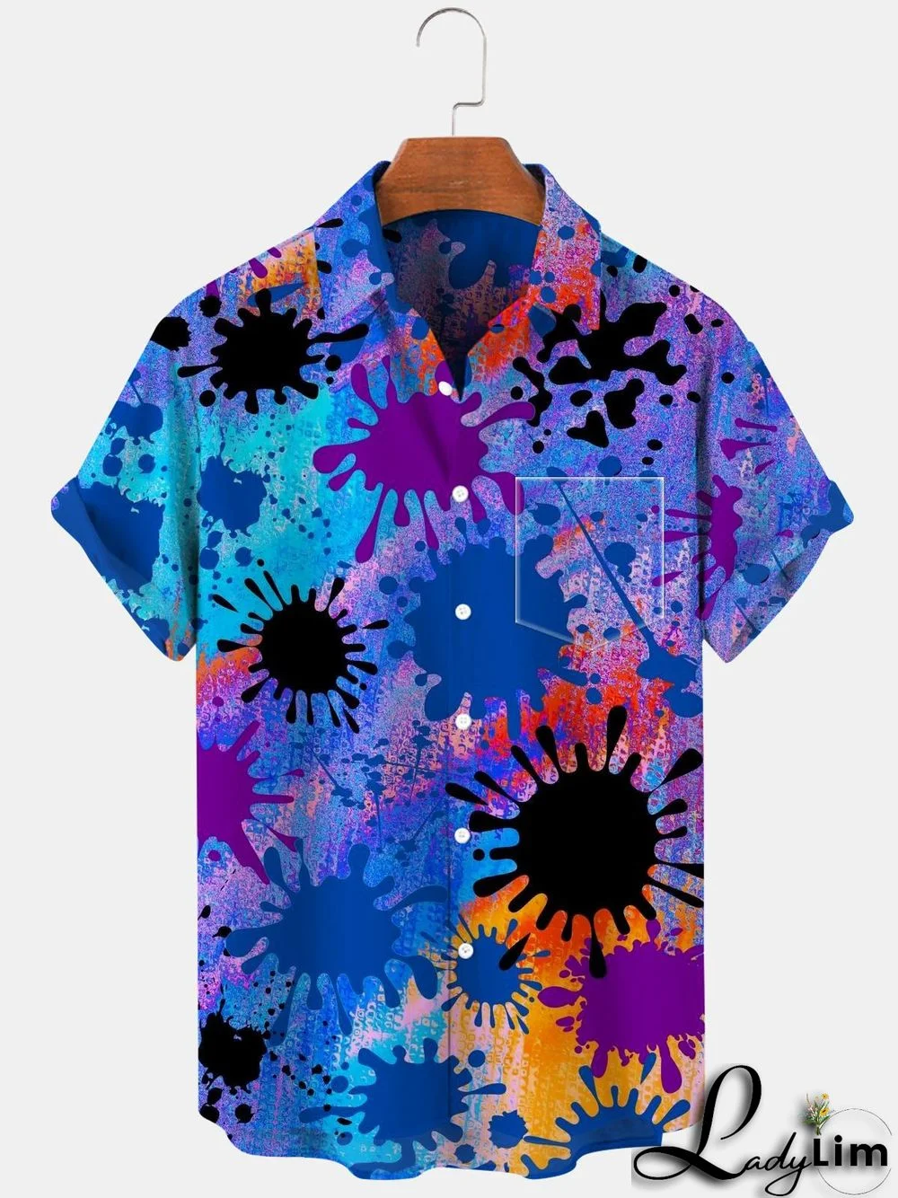 Tie Dye Men's Shirts With Pocket