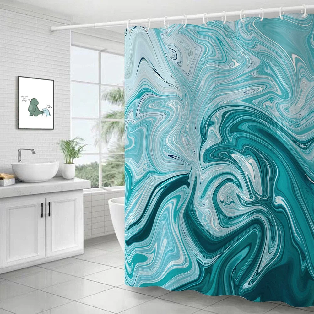 Polyester Abstract Marble Shower Curtain 3D Stripe Printing Colorful Bathroom Curtains Waterproof Fabric Bath Curtain Decor