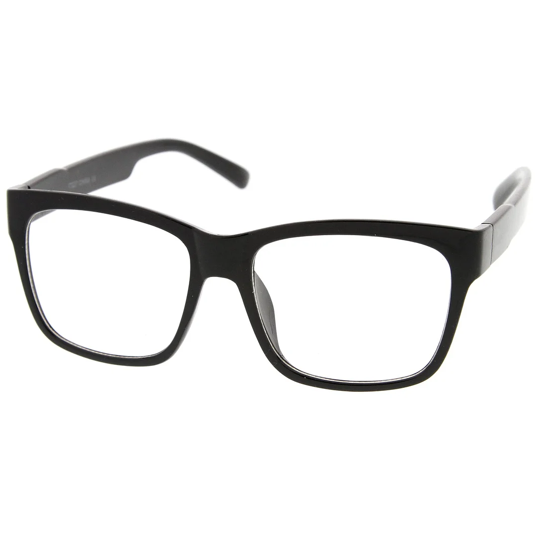 Casual Bold Square Clear Lens Horn Rimmed Eyeglasses 53mm