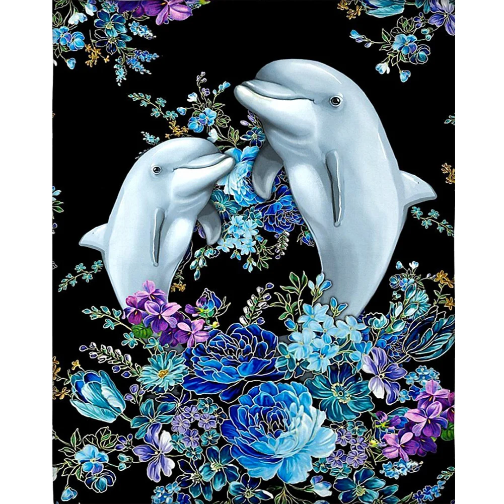 Full Round Diamond Painting - Twin Dolphins(Canvas|40*50cm)