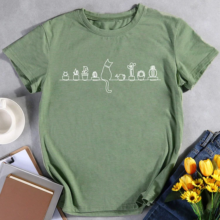 cats and plants t shirt tee