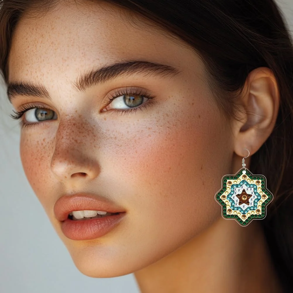 12 Pairs Pattern DIY Diamond Art Earrings Double Sided Diamond Painting Earrings