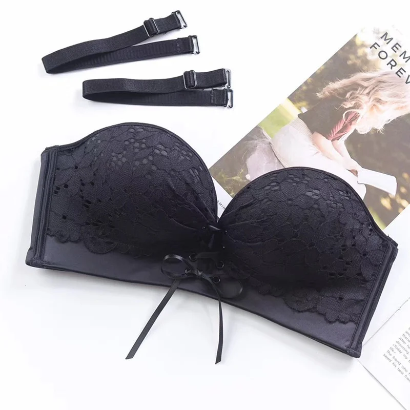 Billionm Strapless Invisible Bra Seamless Underwear Lace Strappy Push Up Bras Wire-Free Adjusted Women's Intimates