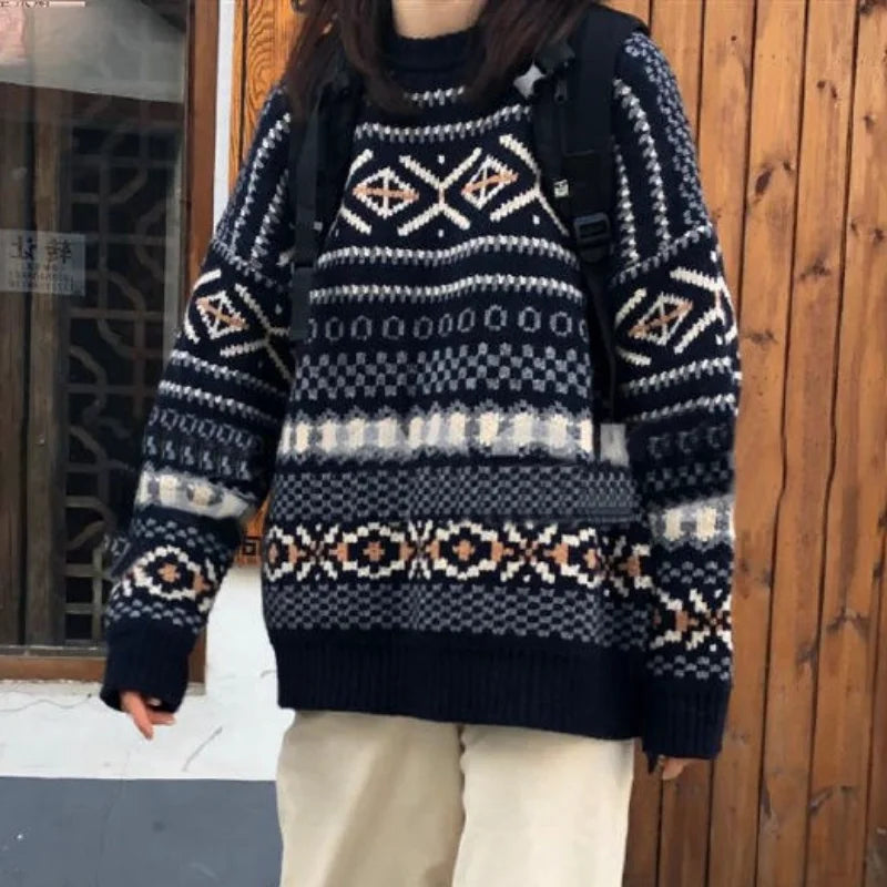 OLCooL 2024 Fall Fashion Oversize Sweaters Women Pullover Knitted Sweaters Casual Lady Vintage Sueter Loose All-match Korean Style Tops Winter Jumper olcool