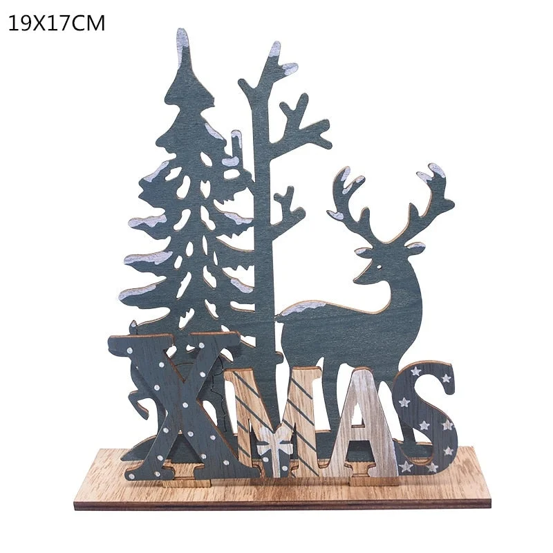 Wooden Reindeer Christmas Decoration DIY Wood Crafts Xmas Ornaments for Christmas Party Home Table Decorations New Year 2020