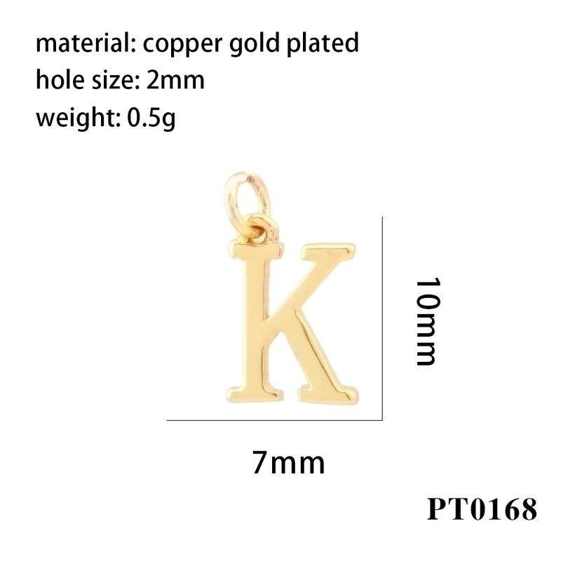 Minimalist Letter Copper Plating 18k Gold Plated Charms
