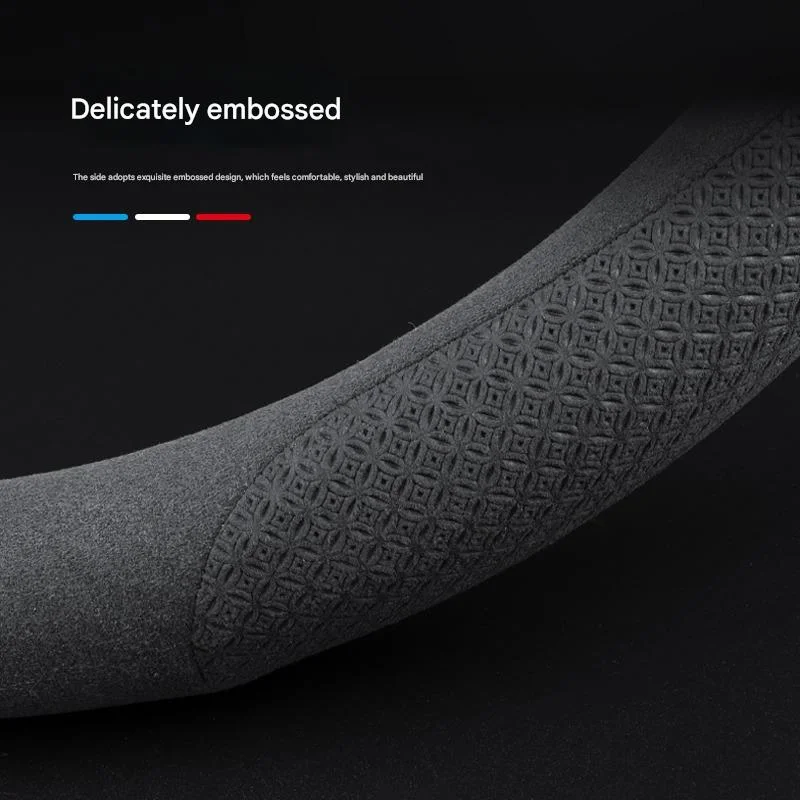 Car leather hollow anti-hand sweat steering wheel cover