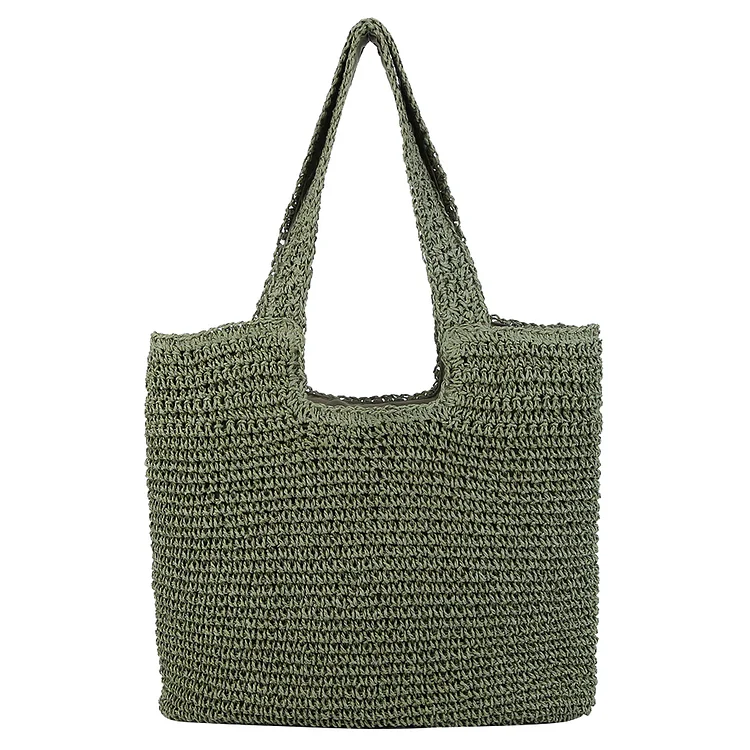 Summer Beach Bags Large Capacity Ladies Woven Bag Fashion Purses (Army Green)