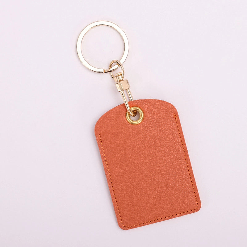 Access Card Case Water Drop Keychain Genuine Leather Community Women Men’s Ic Student Bus Card Elevator Induction Protective Case