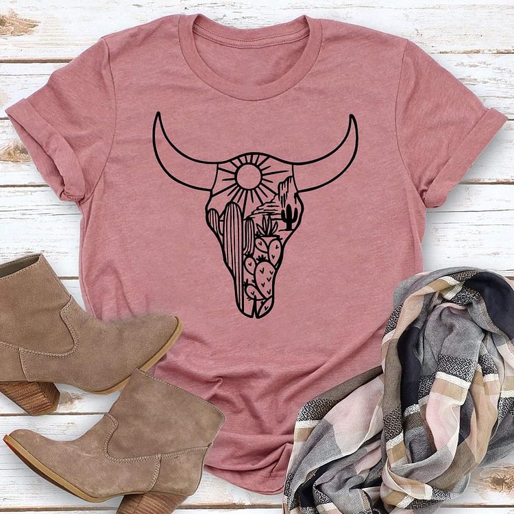 ANB - Bull head Cactus Western Retro Tee -06067#53777