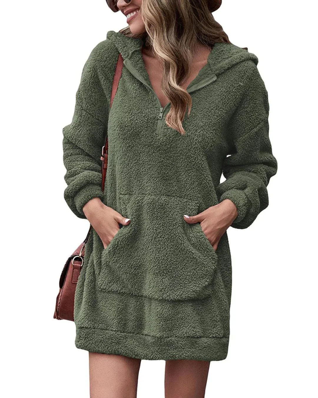 Women's Plush Hooded Sweatshirt Dress