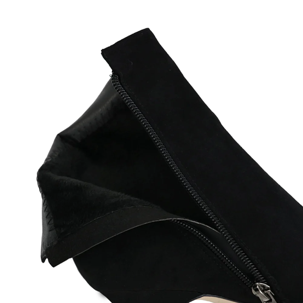 6.1" Women's Platform Ankle Boots Zipper High Heels Sued Shoes Short Booties-MERUMOTE