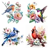 (US Only)4pcs Full Embroidery Cotton Thread 18CT Printed Flower Bird Cross Stitch 20x20cm