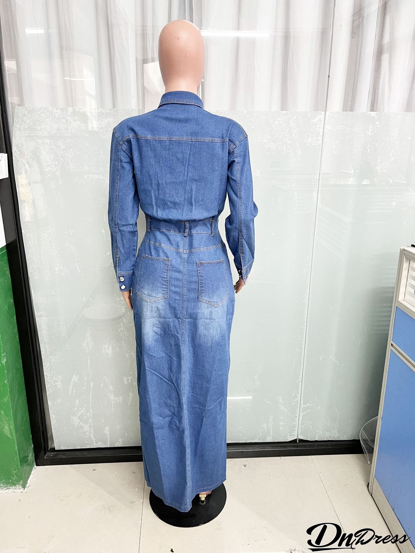 Women Long Sleeve Denim Dress