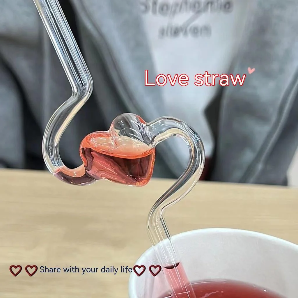 Love Shaped Glass Straw LIN83