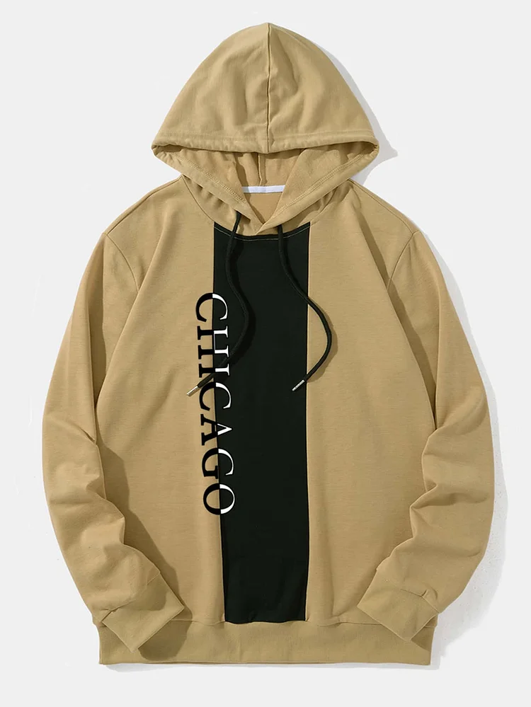 Men Letter Graphic Colorblock Hoodie