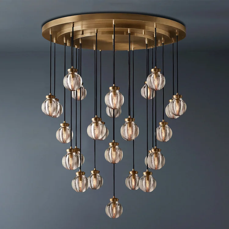 Pearl Round Living Room Chandelier Vintage Light Fixture 38" Vjlight