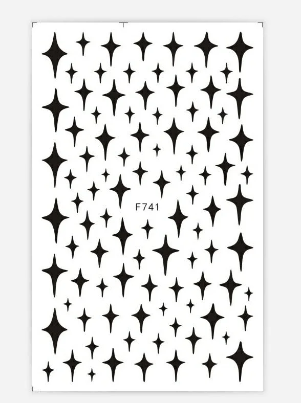 1pcs 3D Nail Sticker Black Heart Love Self-Adhesive Slider Letters Nail Art Decorations Stars Decals Manicure Accessories-Nail Inspo