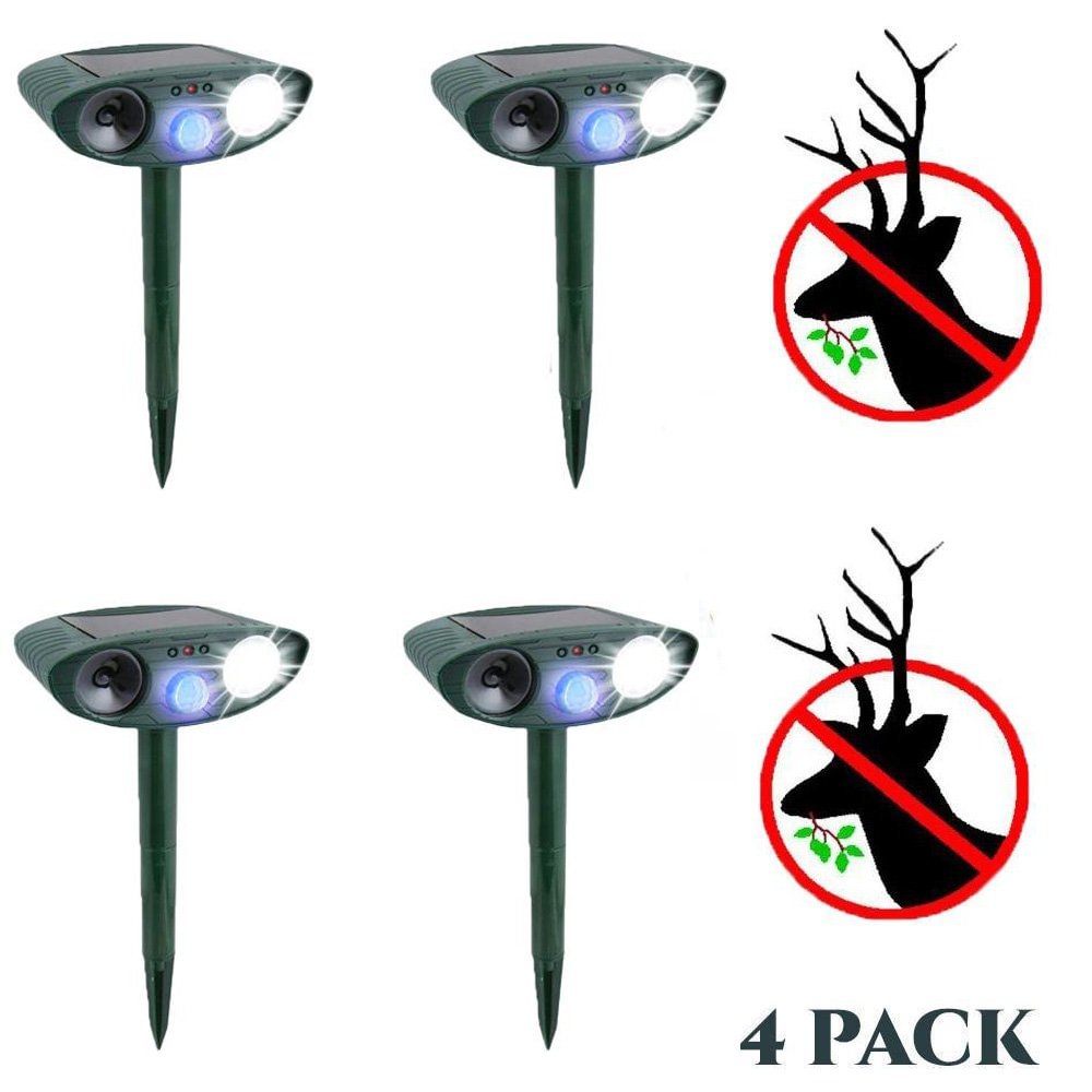 Ultrasonic Deer Repeller - PACK of 4 - Solar Powered - Get Rid of Deer in 48 Hours or It's FREE - vzzhome