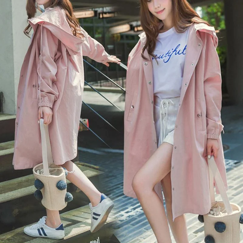 Pink/Light Green/Navy Soft Oversize Long Hoodie Jacket SP178989