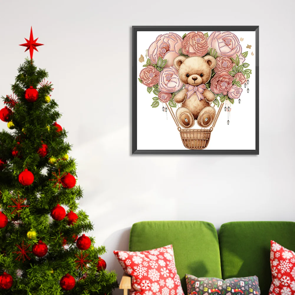 Diamond Painting - Partial Special Shaped Drill - Flower Balloon Bear(Canvas|30*30cm)