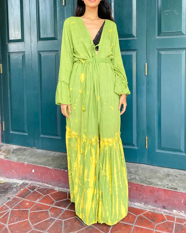 Women's fashionable long sleeve loose dress