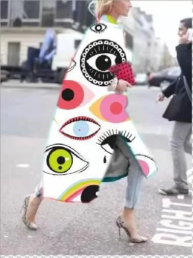 Uveng Uveng Spring And Autumn Wishebay Long Horn Sleeve Coat Print Loose Wind Coat Woman