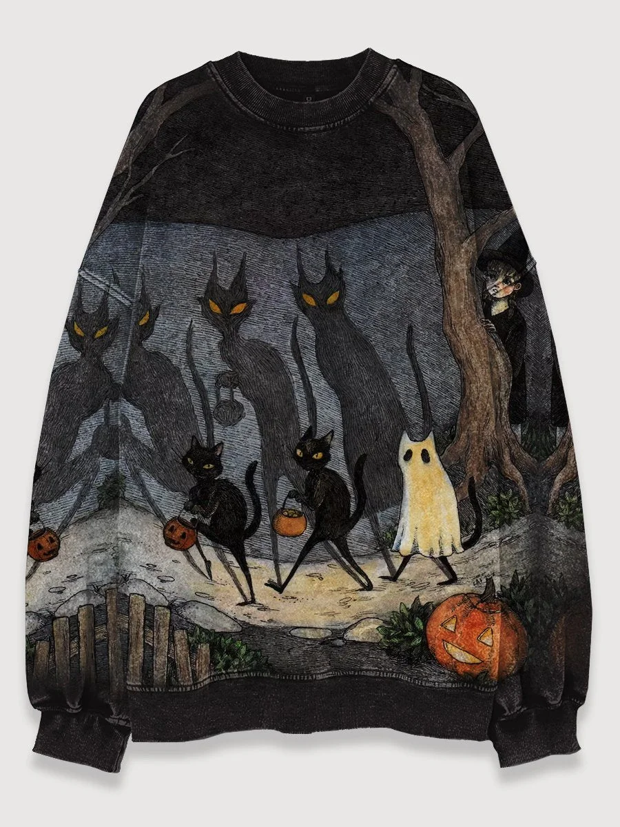 Women's Halloween Retro Art Casual Sweatshirt