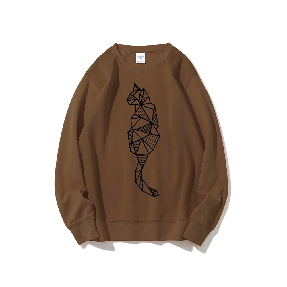 Geometric Feline: The Art of Low Poly Cat Design Crew Neck Sweatshirt