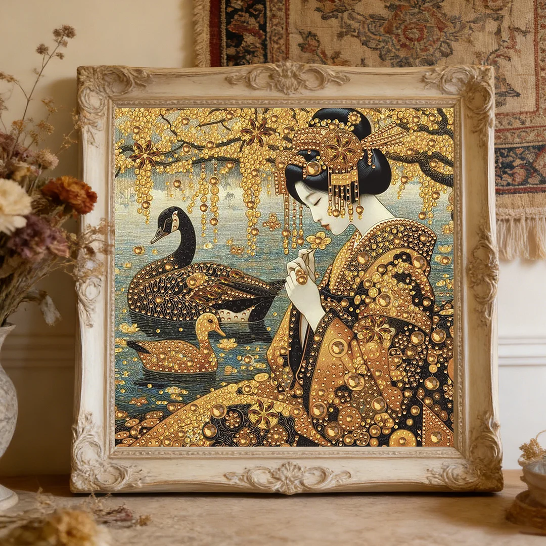 Diamond Painting - Partial Special Shaped Drill - Golden Geisha(Canvas|30x30cm)