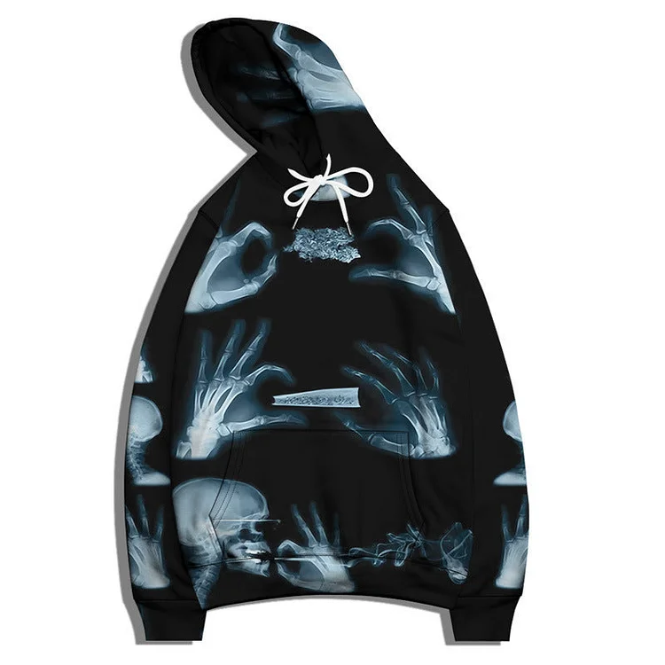 Skeleton Hoodie 3D Printing Hoodie Transparent Hand Bone