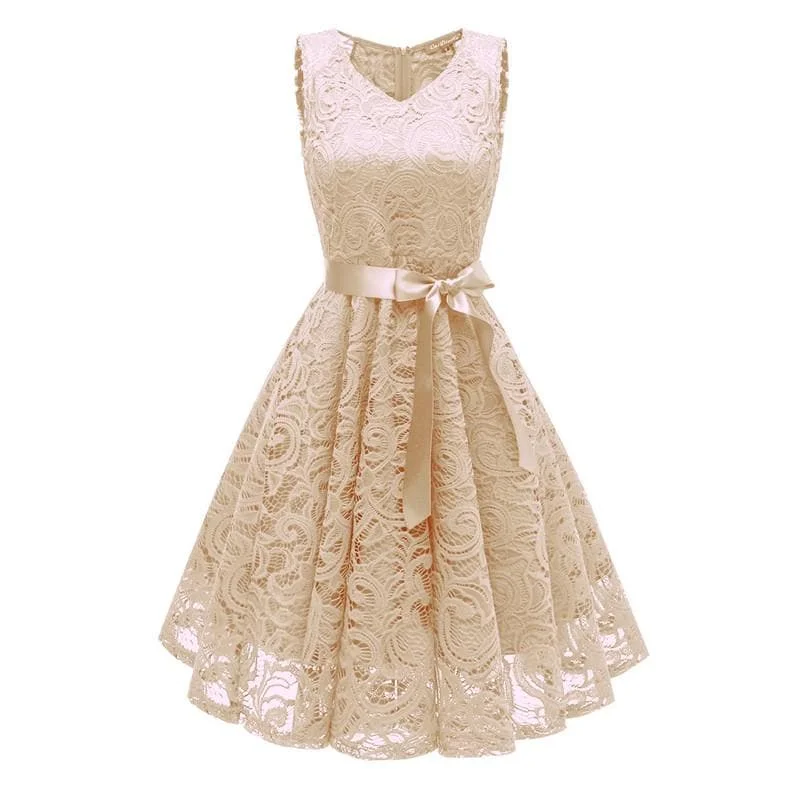 Lace Floral Bow Dress SP13898