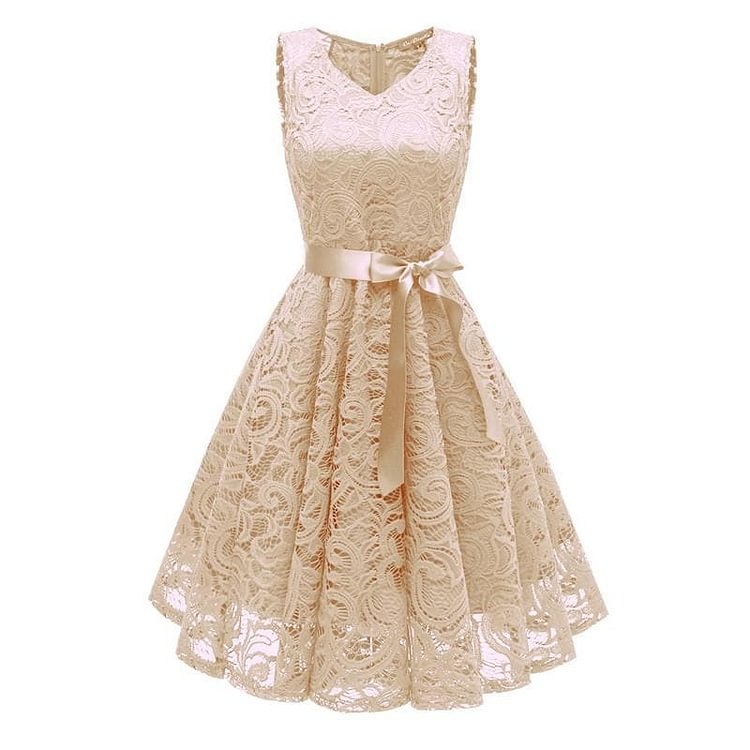 Lace Floral Bow Dress SP13898