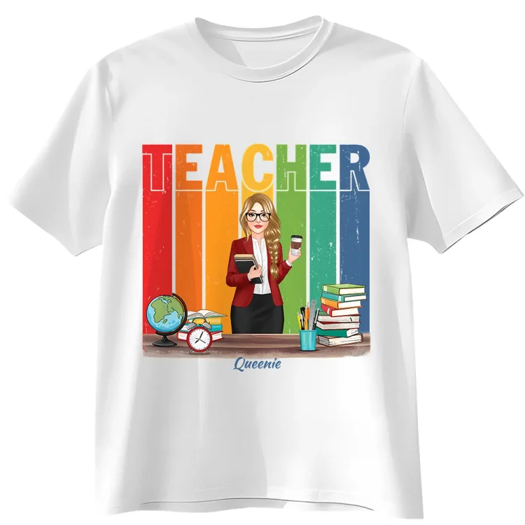 Personalized T-Shirt-  Pretty Teacher Colorful Melting Personalized Shirt