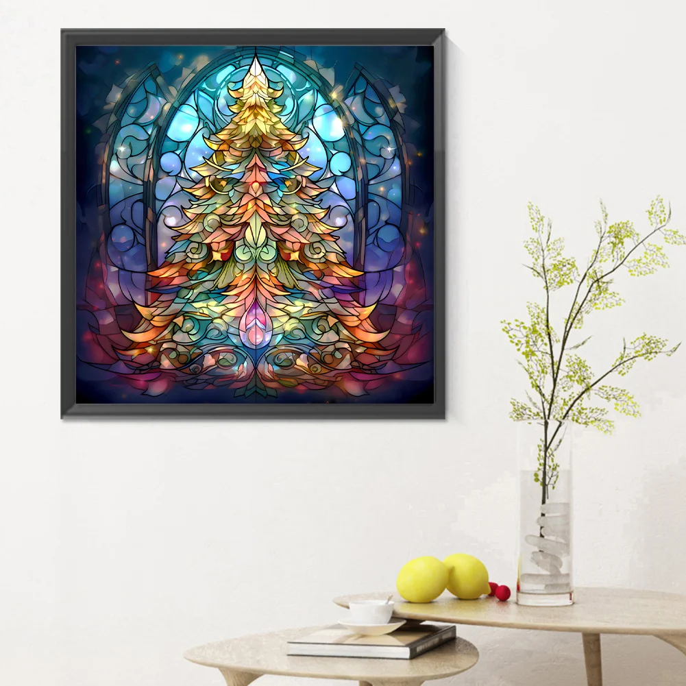 Diamond Painting - Full Round Drill - Stained Glass Christmas Tree(Canvas|30*30cm)