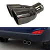 Bent Dual Exhaust Muffler Tip Bolt-on Rolled Edge Slant Cut Black Titanium