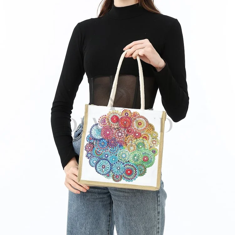 Retro Style Denim Canvas Tote Bag, Butterfly Embroidery Shoulder