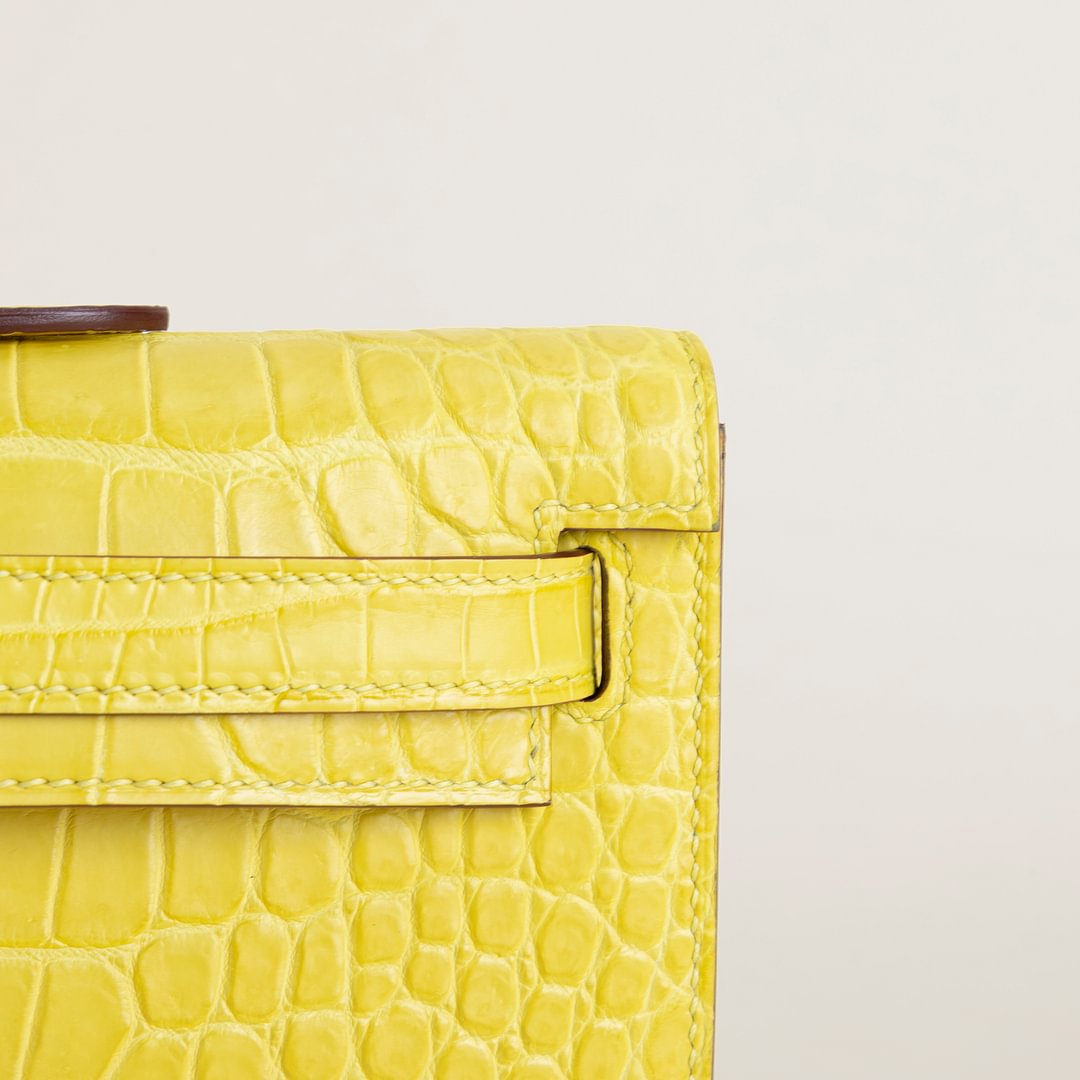 Kelly cut Matte Porosus Crocodile 9R Lime PHW