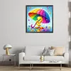 Petit canard jaune avec parapluie arc-en-ciel-peinture diamant ronde-50*50cm