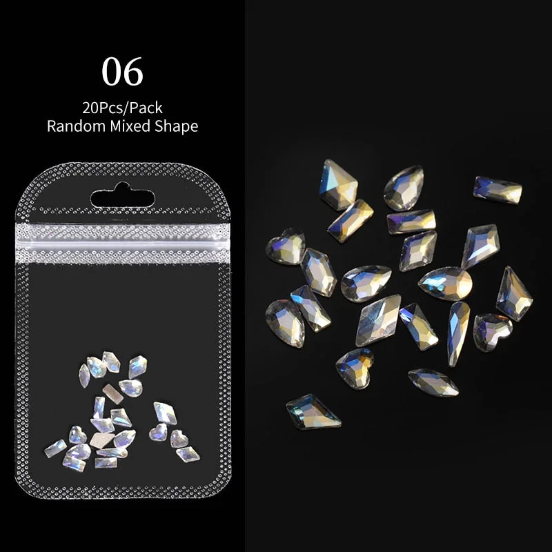 Crystals Clear AB Glass Rhinestone Stones Solid Flat Back Nail Ornaments Colorful Granular Three-Dimensional Nail Art Decoration-Nail Inspo