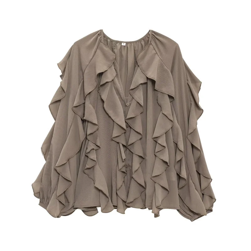 Nigikala Nigikala Spring 2025 New Long Fashion Loose Design Niche Laminated Shirt Top 4786063