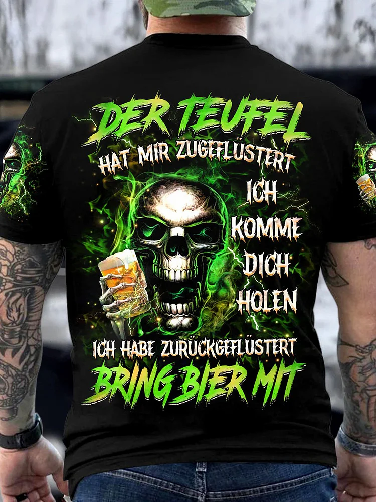Herren BRING BIER MIT VOLLSTÄNDIGER DRUC Bedrucktes T-Shirt