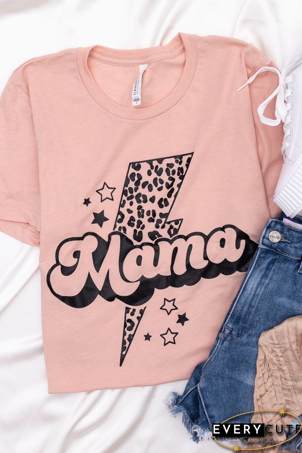 Pink Leopard Star Lightweight Short Sleeve Graphic T Shirt