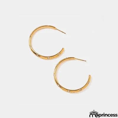 Zircon 18K Gold-Plated C-Hoop Earrings