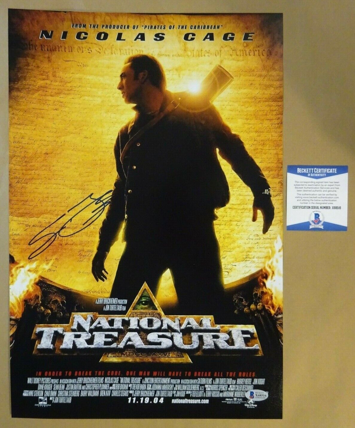 Signed SEAN BEAN Autographed NATIONAL TREASURE 12x18