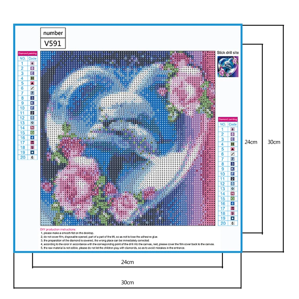 Diamond Painting - Full Round Drill - Dolphins(30*30cm)
