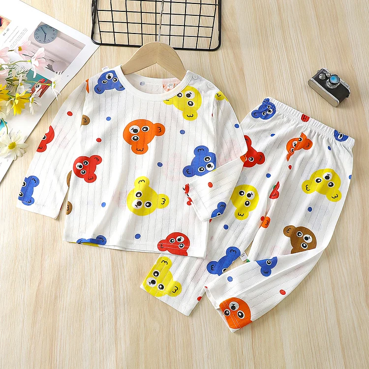 2pcs Baby Boy/Girl  Bear and Rabbit Print Long Sleeve T-shirt & Pants Set